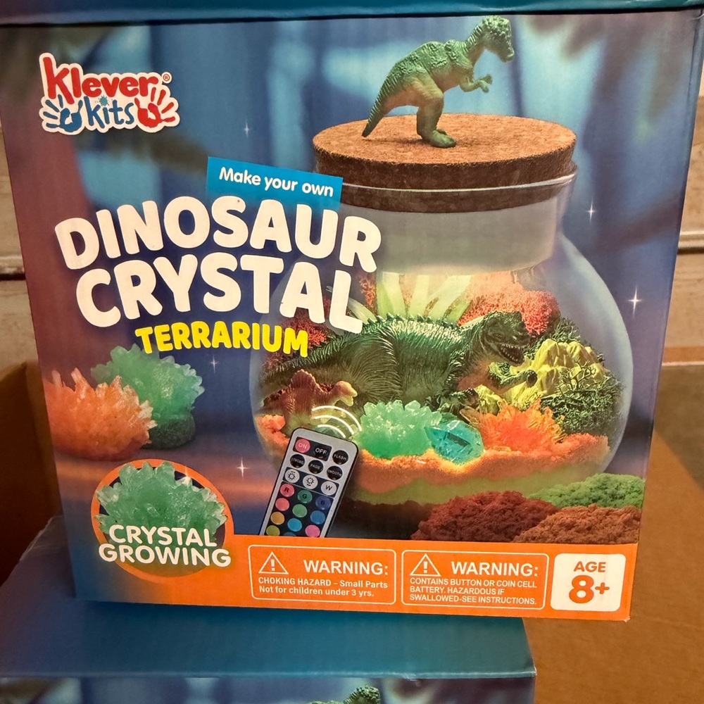Dinosaur Crystal Terrarium - Green and Orange